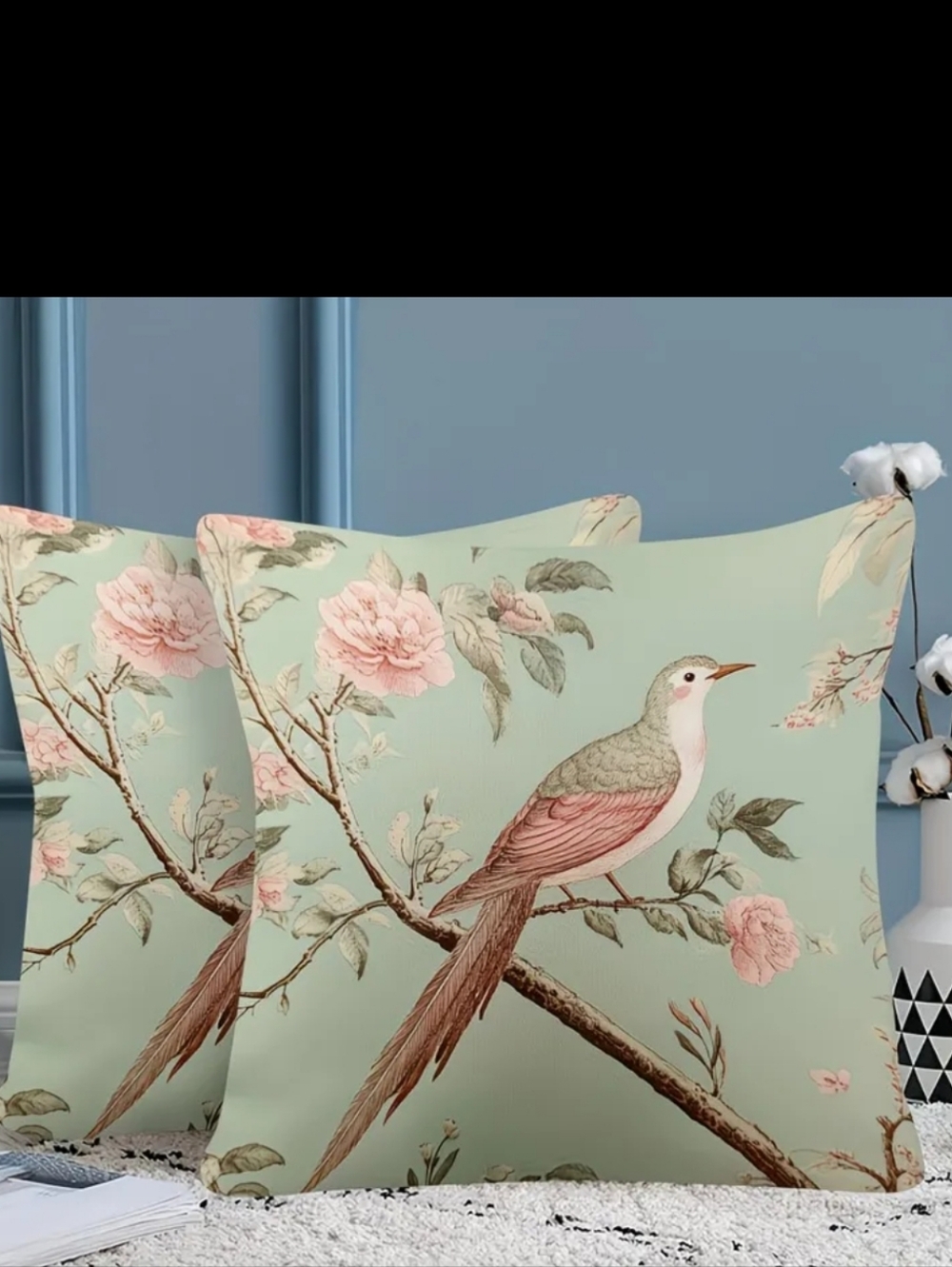 🚨NEW! Set Of 2 Floral Bird Print Throw Pillow Covers